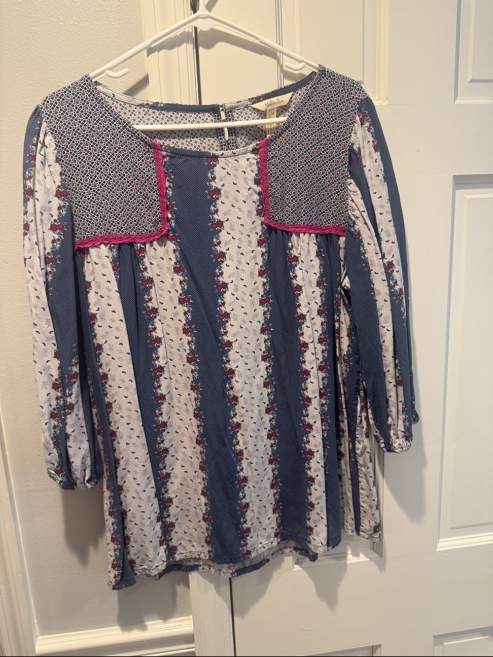 Matilda Jane Blue, White & Pink Striped Peasant Tunic